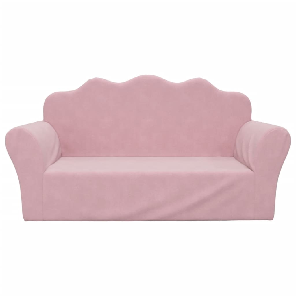 Children's sofa 2-seater pink soft plush