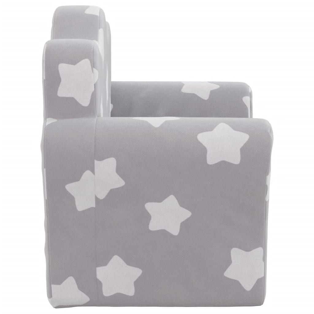 Sofa bed for children light grey stars soft plush
