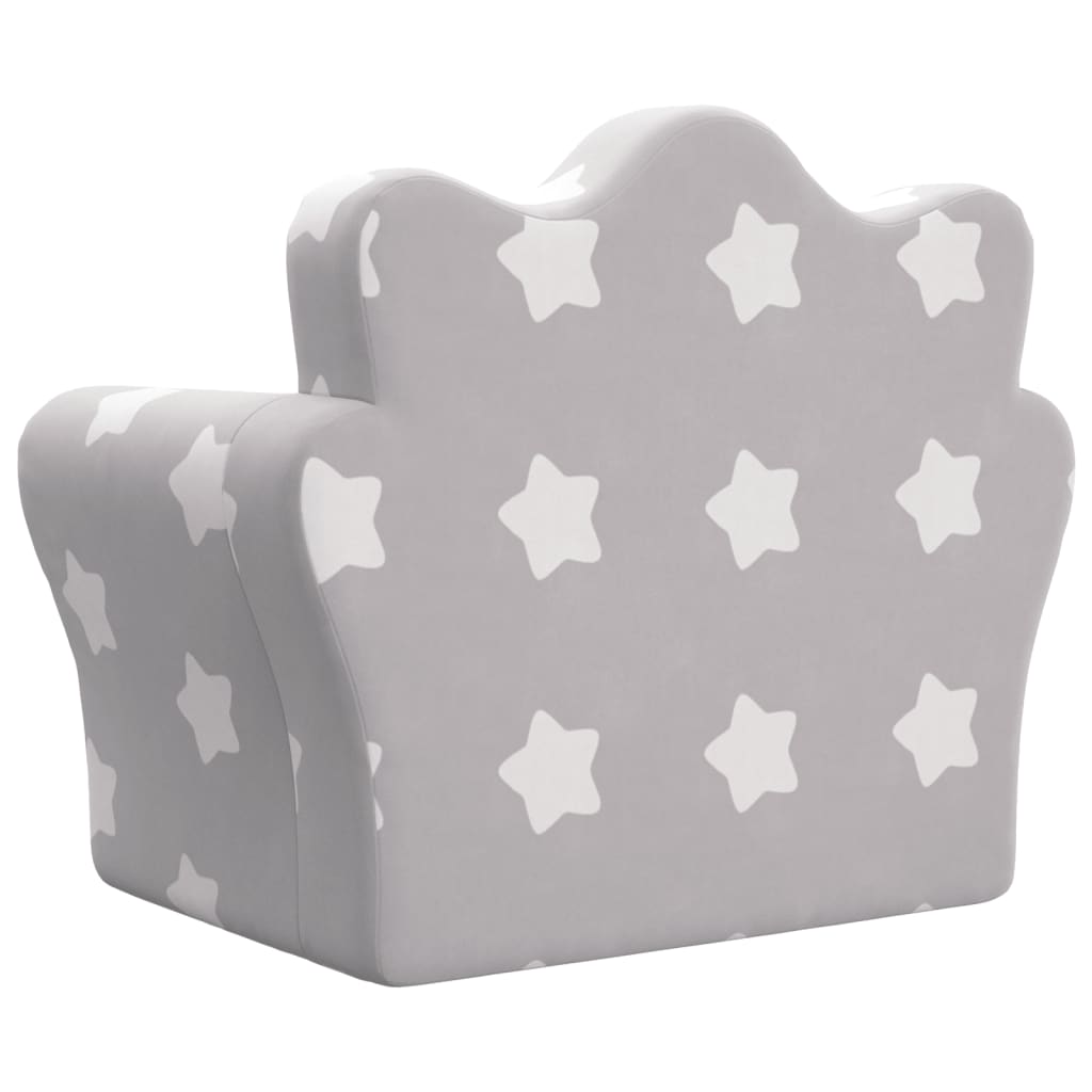 Sofa bed for children light grey stars soft plush