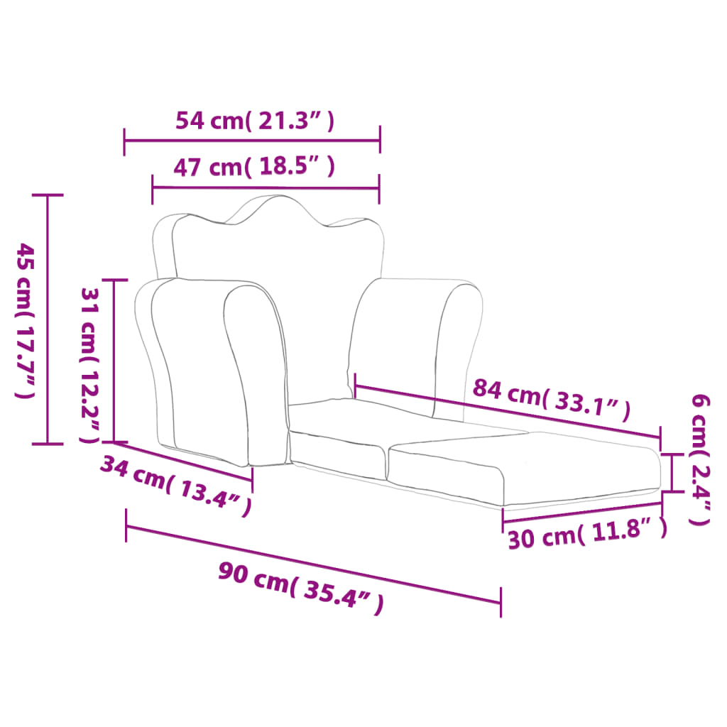 Sofa bed for children light grey stars soft plush