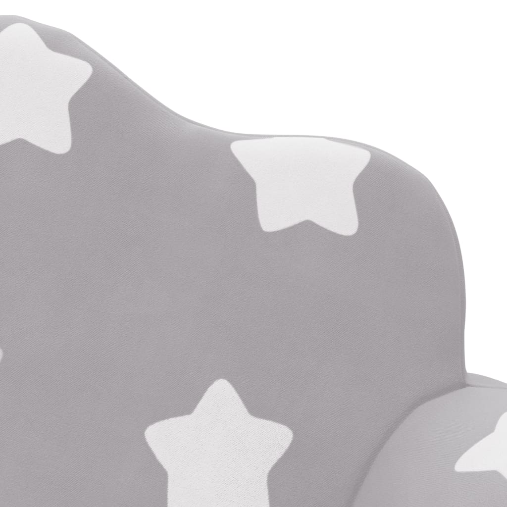 Children's sofa bed 2-seater light grey with stars soft plush