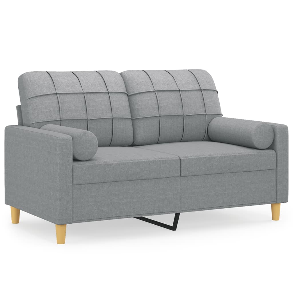 2-seater sofa with decorative cushions light grey 120 cm fabric