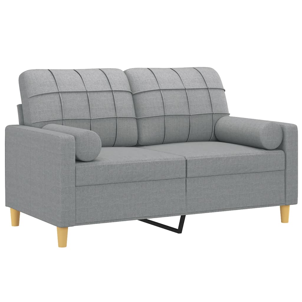 2-seater sofa with decorative cushions light grey 120 cm fabric
