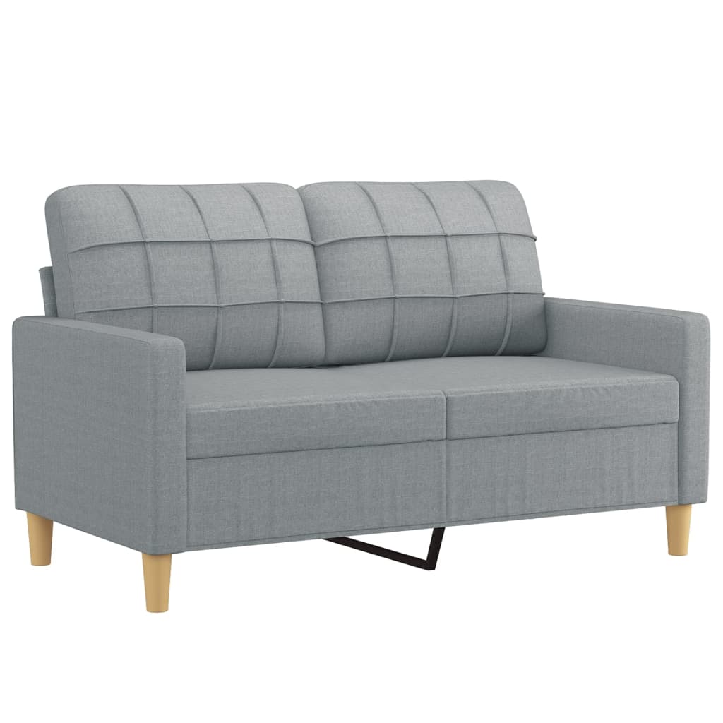 2-seater sofa with decorative cushions light grey 120 cm fabric