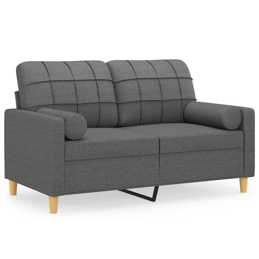 2-seater sofa with decorative cushions dark grey 120 cm fabric