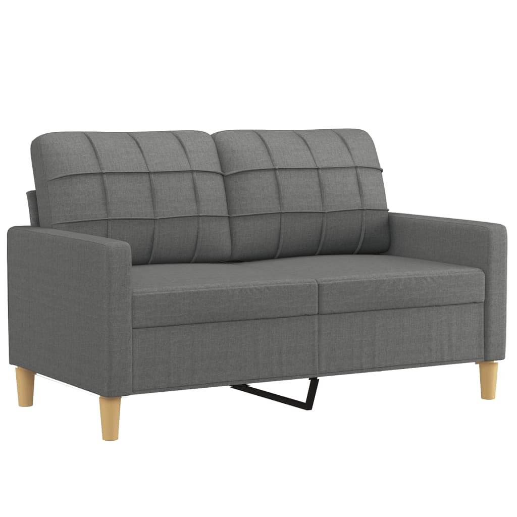 2-seater sofa with decorative cushions dark grey 120 cm fabric