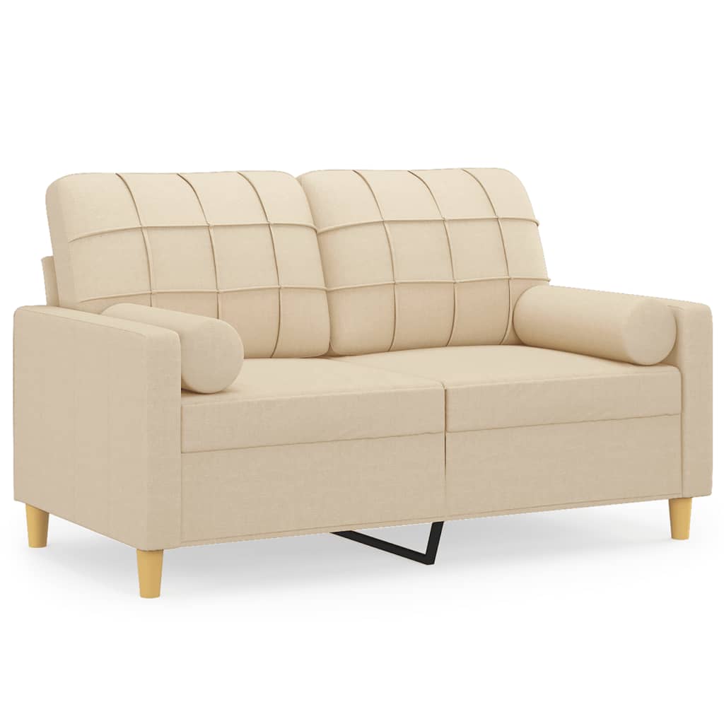 2-seater sofa with decorative cushions cream 120 cm fabric