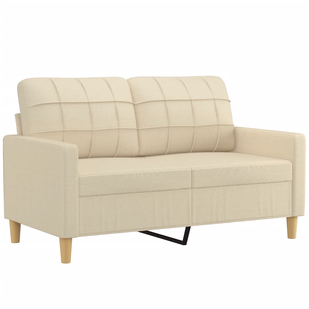 2-seater sofa with decorative cushions cream 120 cm fabric