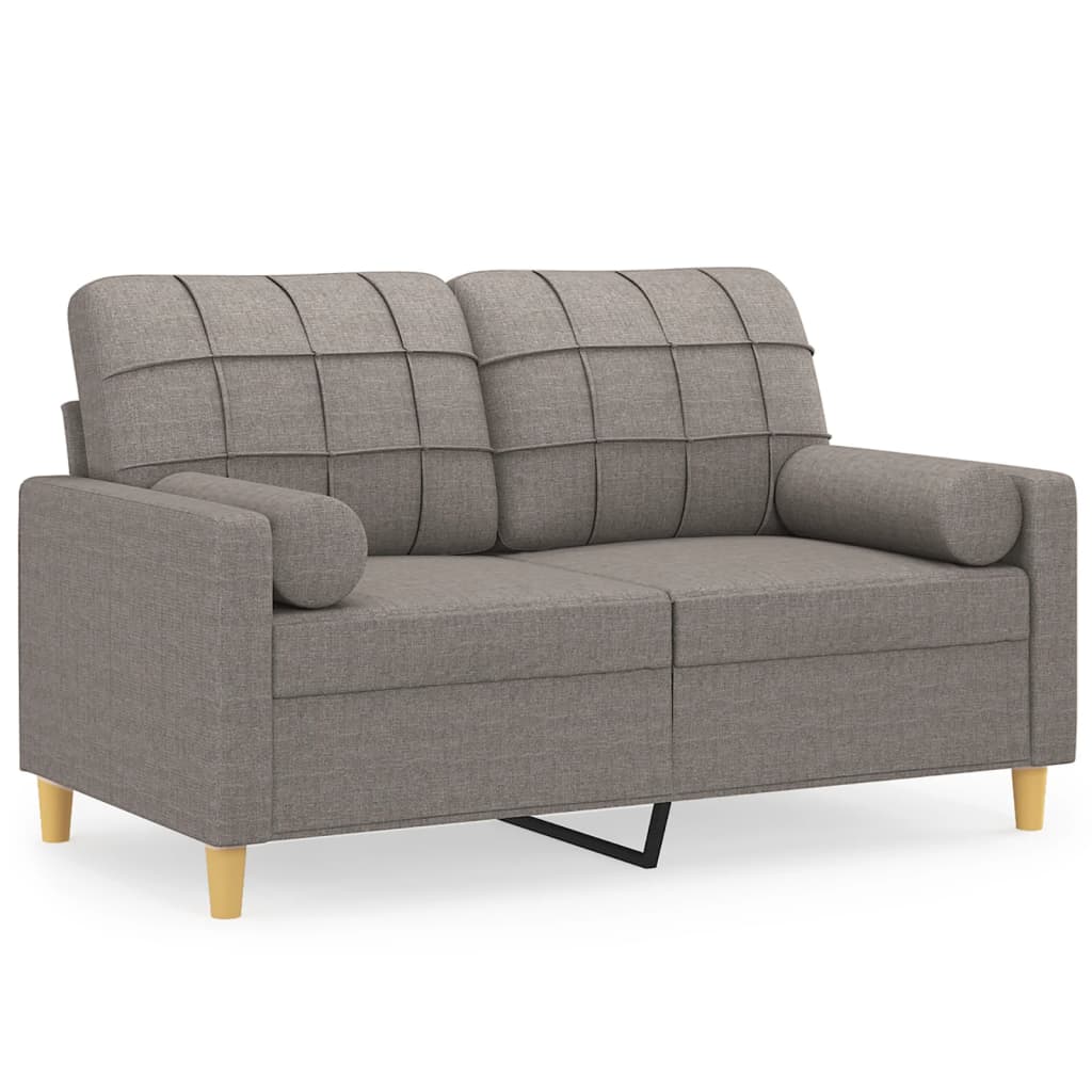 2-seater sofa with decorative cushions taupe 120 cm fabric