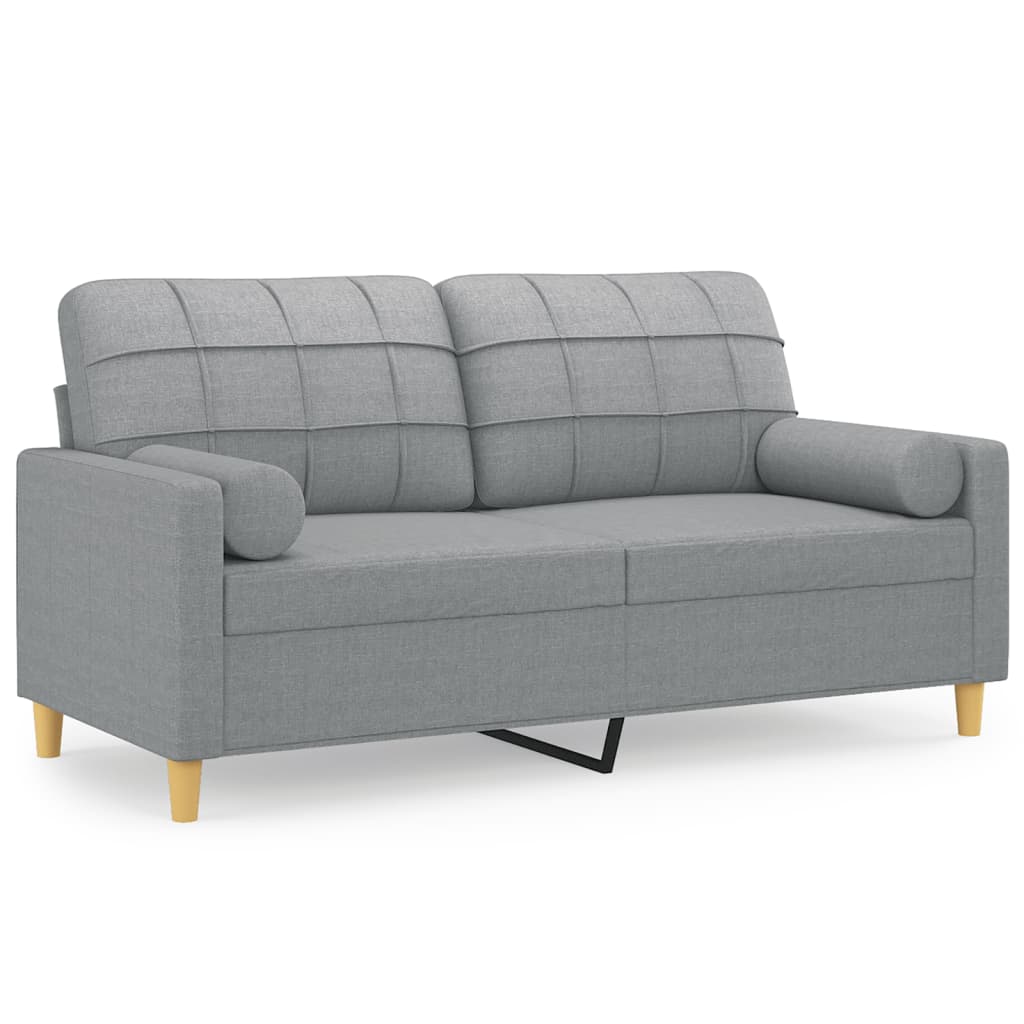 2-seater sofa with decorative cushions light grey 140 cm fabric