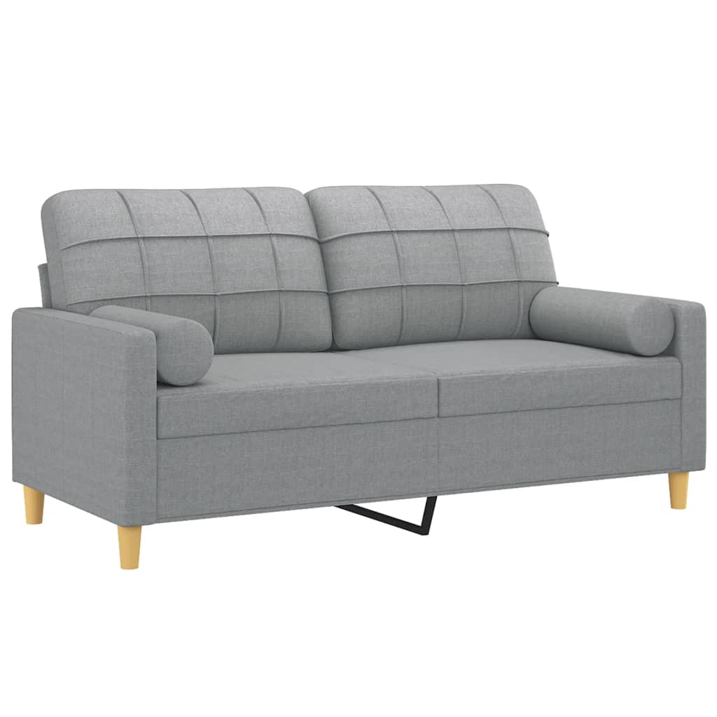 2-seater sofa with decorative cushions light grey 140 cm fabric