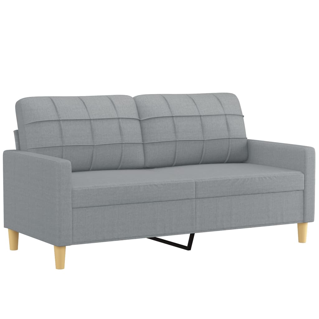 2-seater sofa with decorative cushions light grey 140 cm fabric