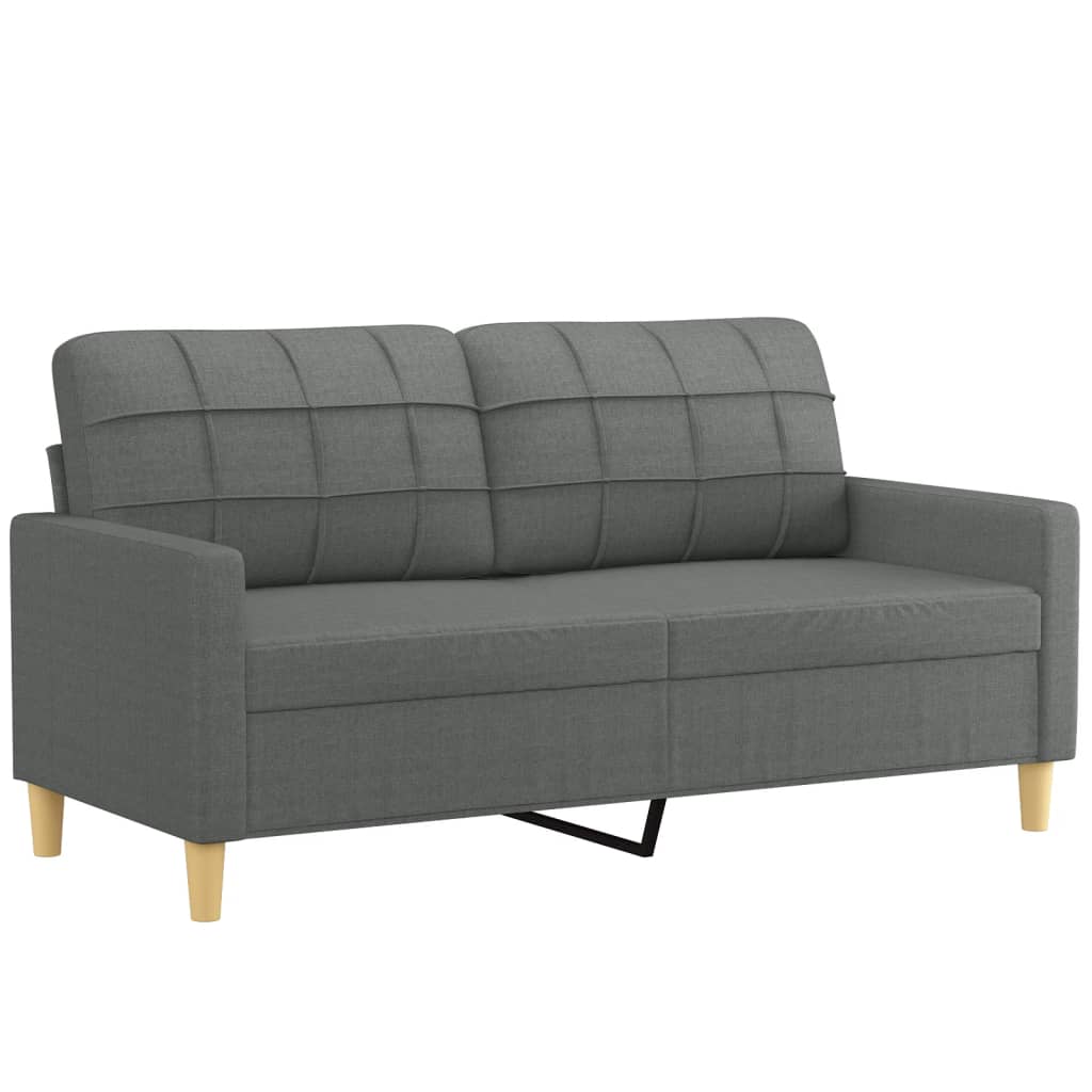 2-seater sofa with decorative cushions dark grey 140 cm fabric