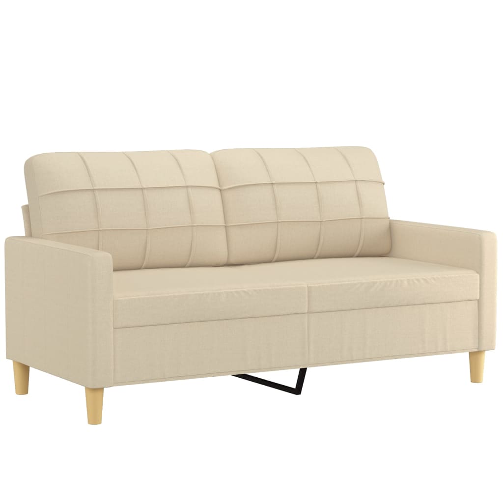 2-seater sofa with decorative cushions cream 140 cm fabric