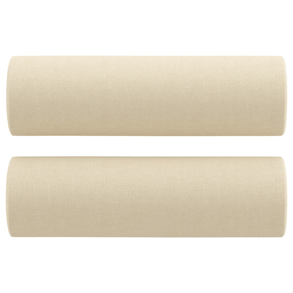 2-seater sofa with decorative cushions cream 140 cm fabric