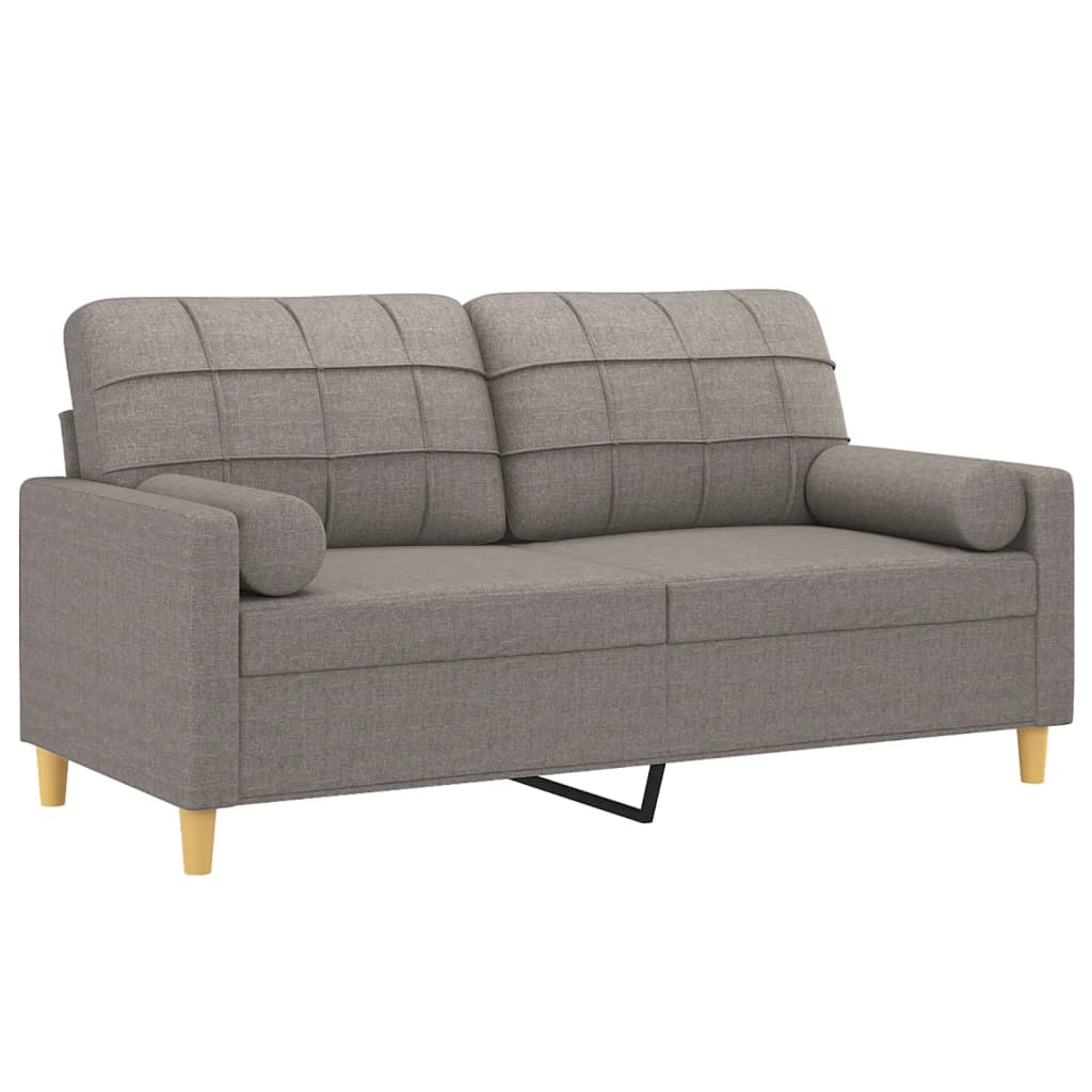 2-seater sofa with decorative cushions taupe 140 cm fabric