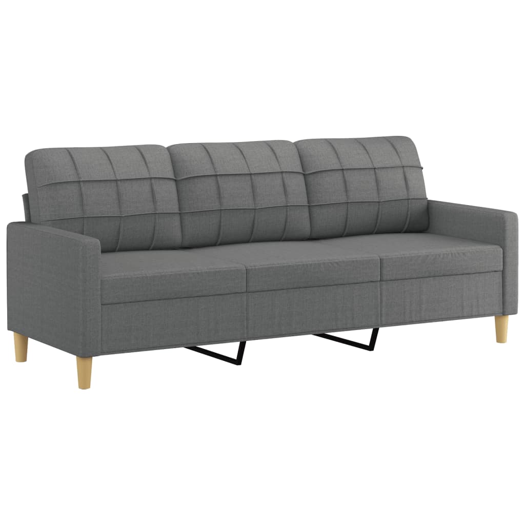 3-seater sofa with decorative cushions dark grey 180 cm fabric