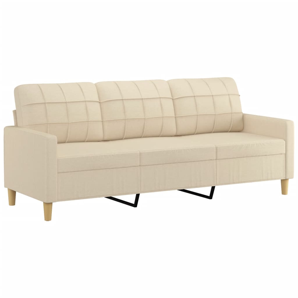 3-seater sofa with decorative cushions cream 180 cm fabric