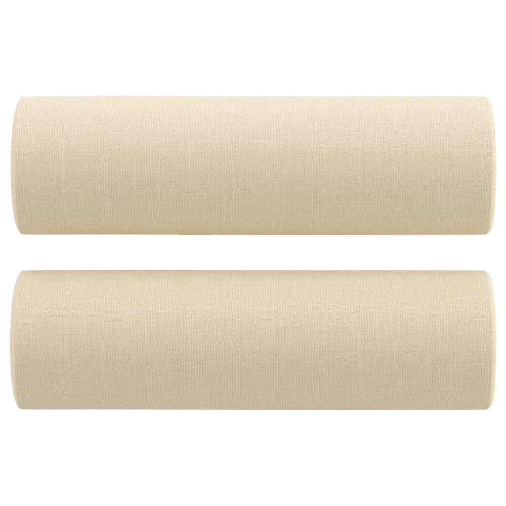 3-seater sofa with decorative cushions cream 180 cm fabric