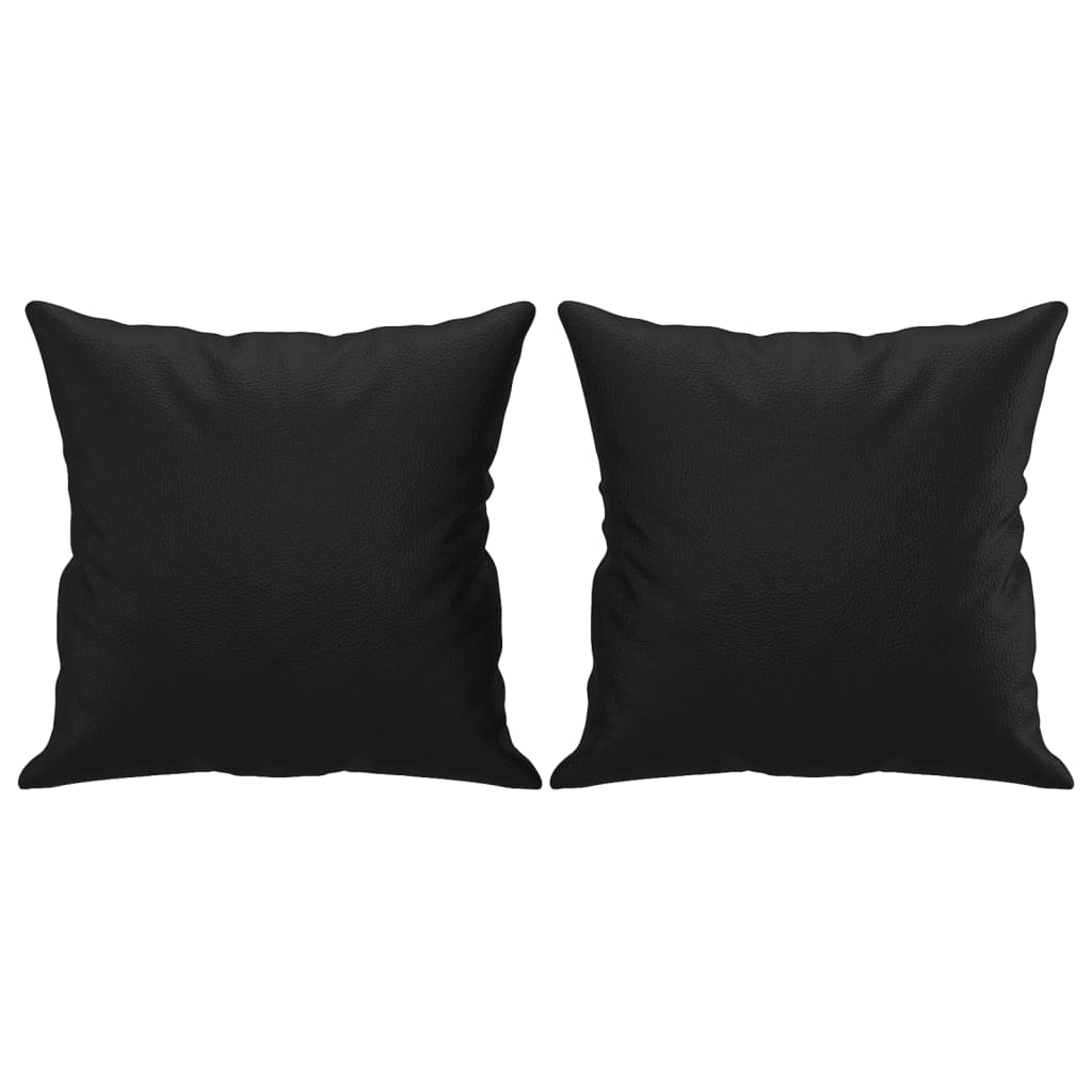 2-seater sofa with decorative cushions, black, 120 cm, faux leather