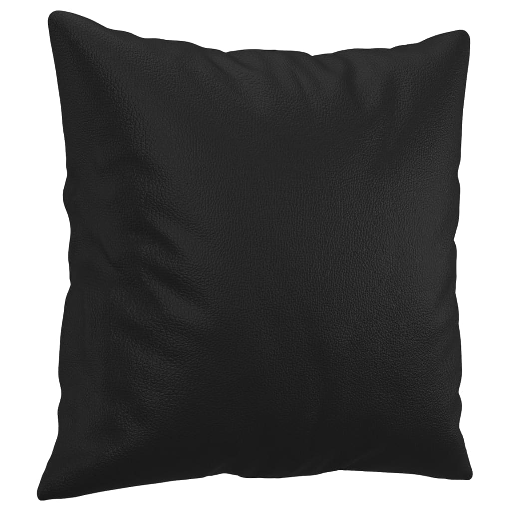 2-seater sofa with decorative cushions, black, 120 cm, faux leather