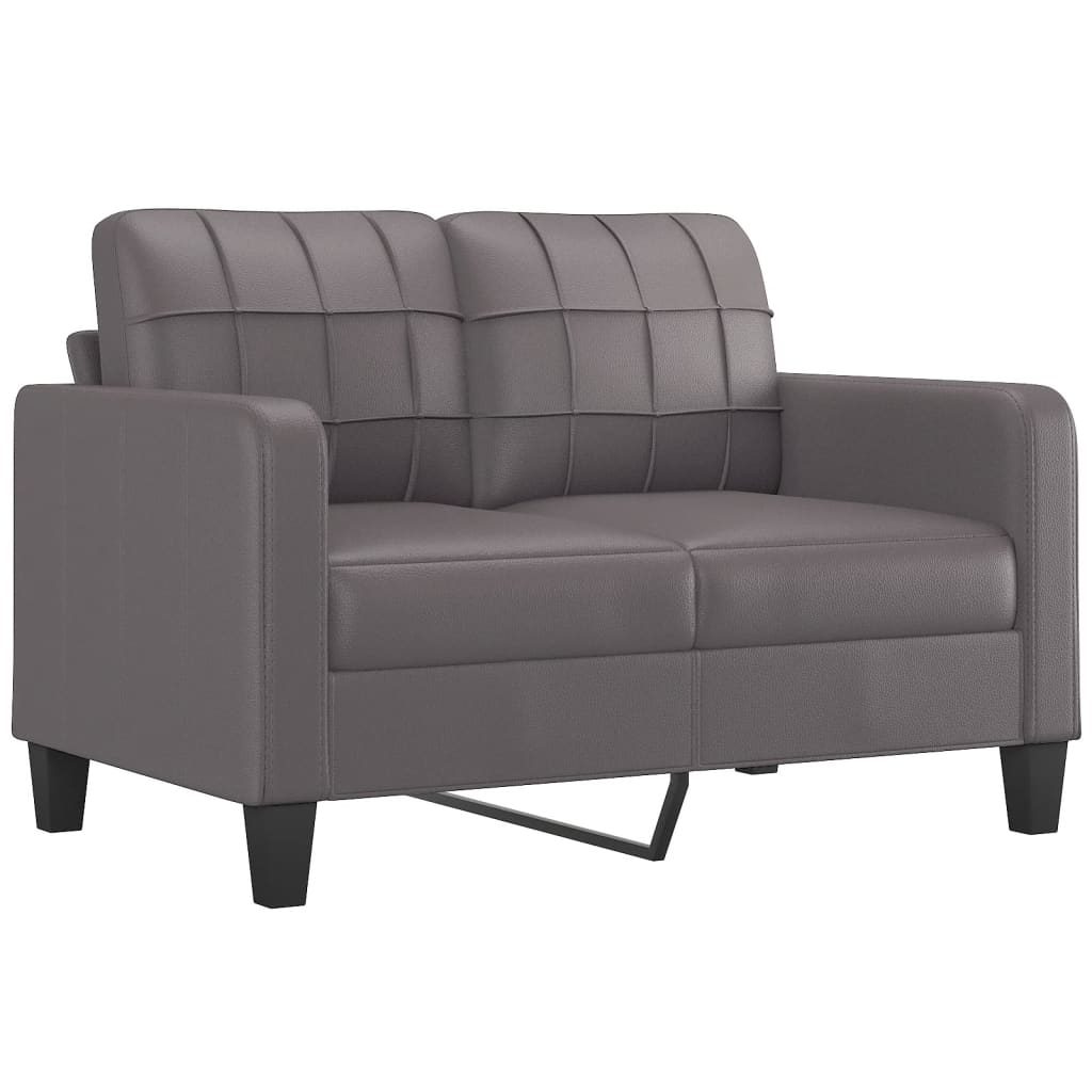 2-seater sofa with decorative cushions grey 120 cm artificial leather