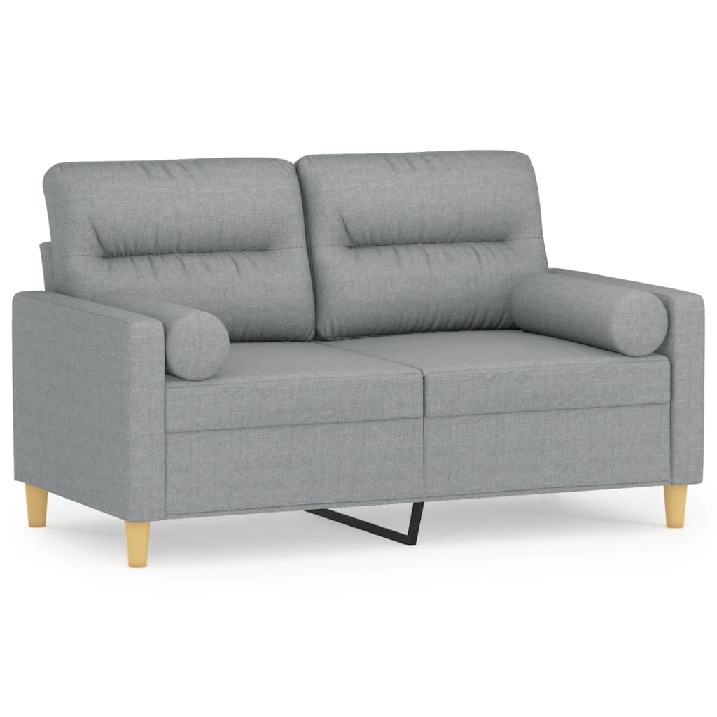 2-seater sofa with decorative cushions light grey 120 cm fabric