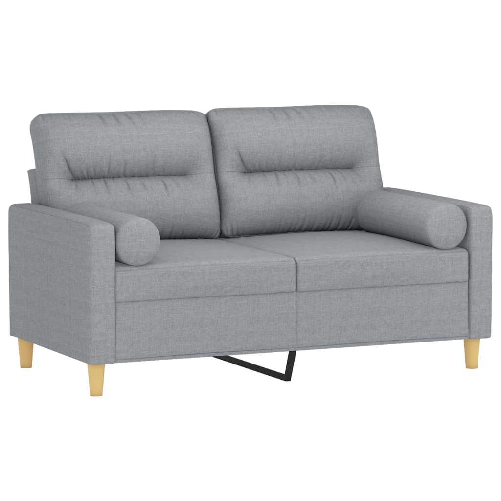 2-seater sofa with decorative cushions light grey 120 cm fabric