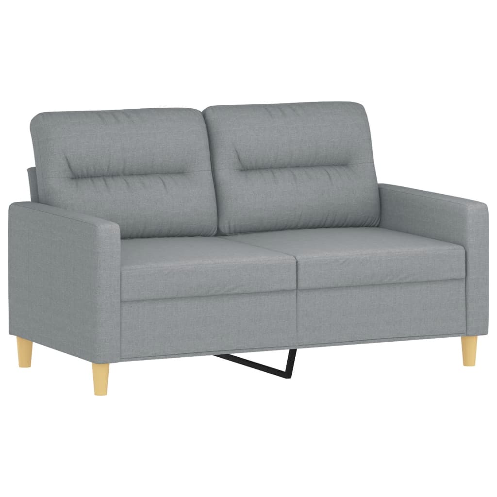 2-seater sofa with decorative cushions light grey 120 cm fabric