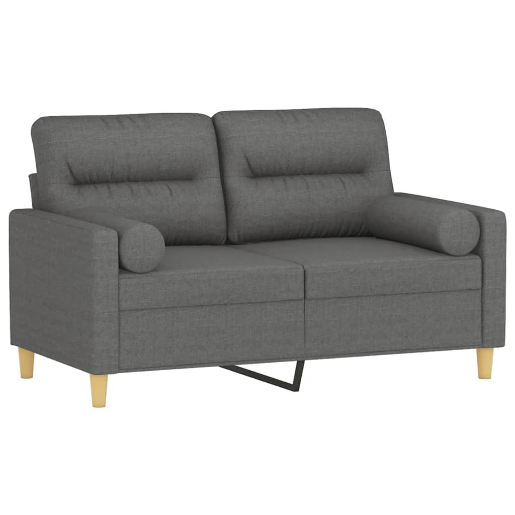 2-seater sofa with decorative cushions dark grey 120 cm fabric