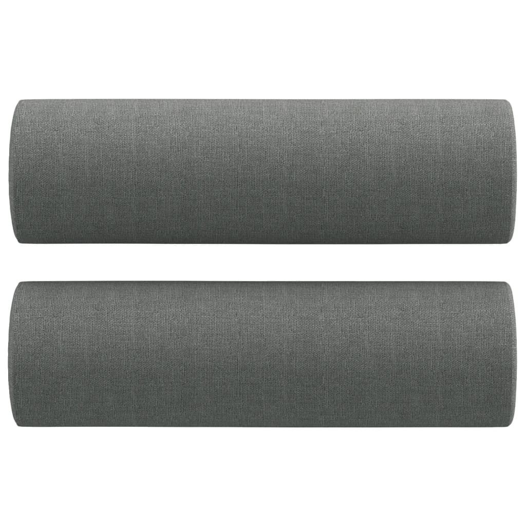 2-seater sofa with decorative cushions dark grey 140 cm fabric