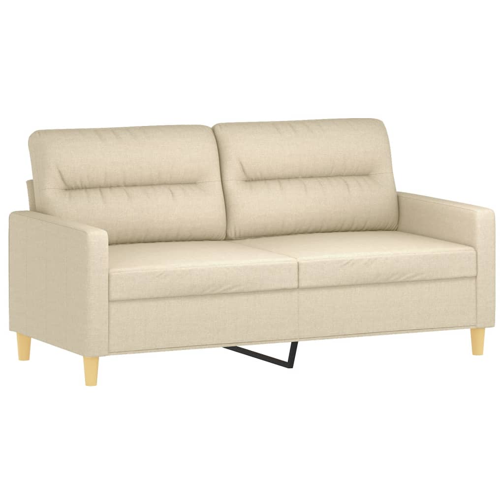 2-seater sofa with decorative cushions cream 140 cm fabric