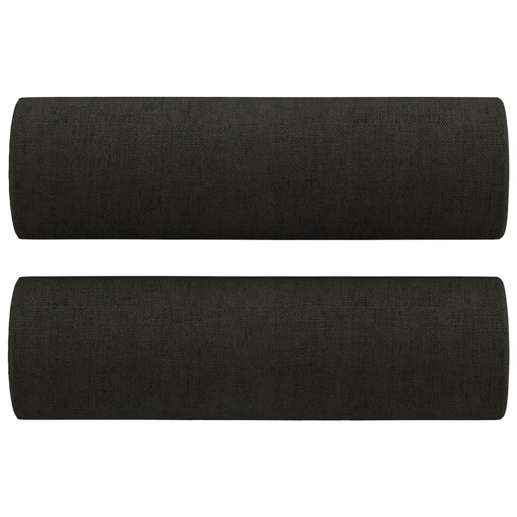 2-seater sofa with decorative cushions, black 140 cm fabric