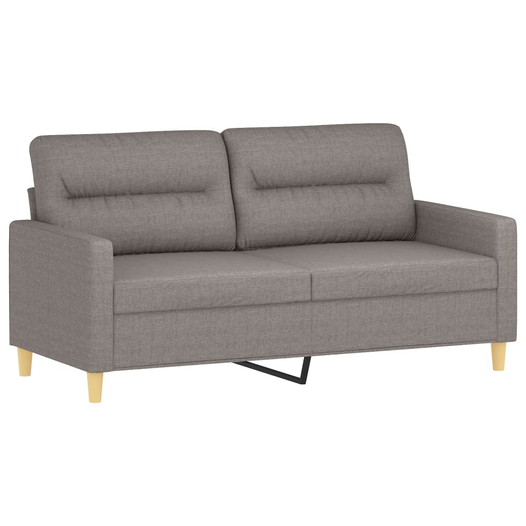 2-seater sofa with decorative cushions taupe 140 cm fabric