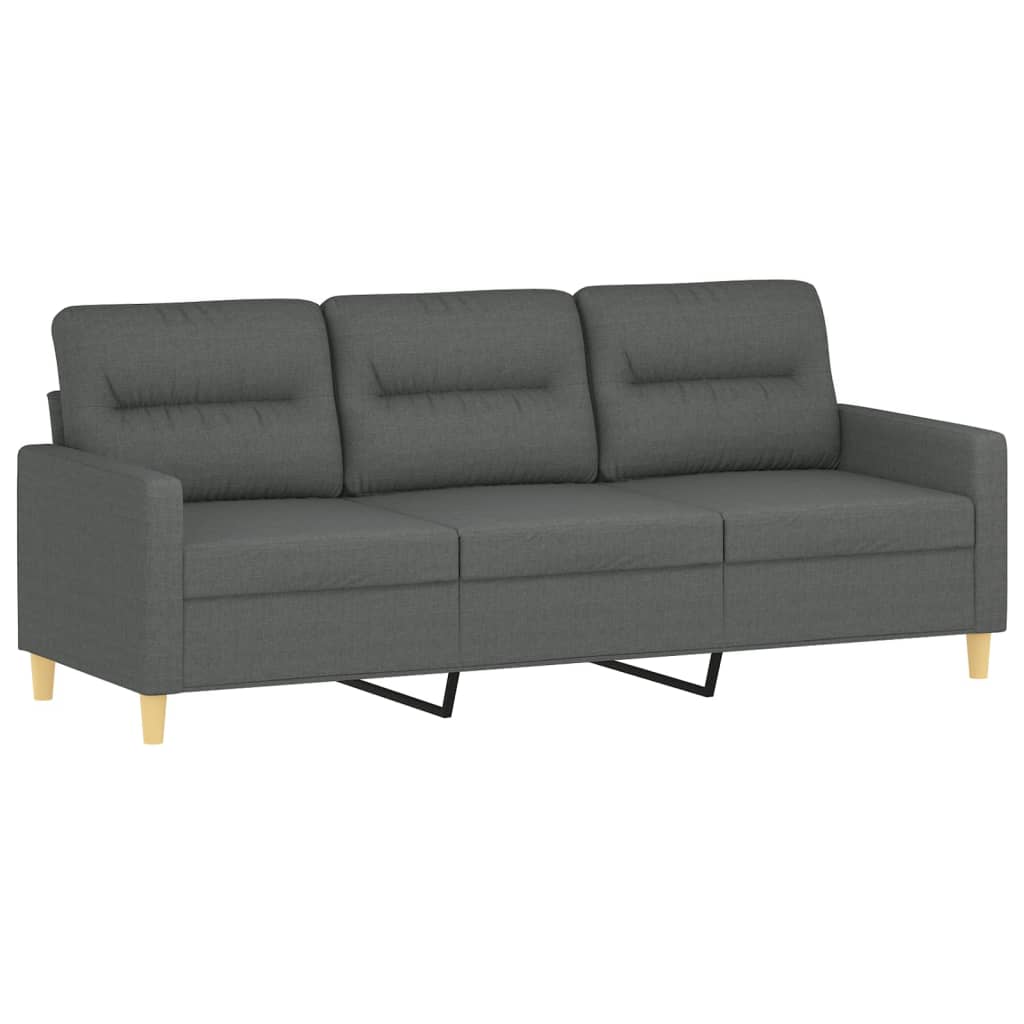 3-seater sofa with decorative cushions dark grey 180 cm fabric