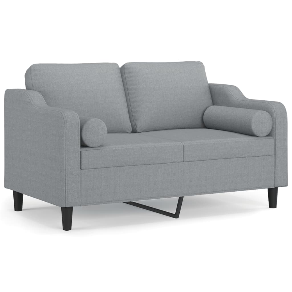 2-seater sofa with decorative cushions light grey 120 cm fabric