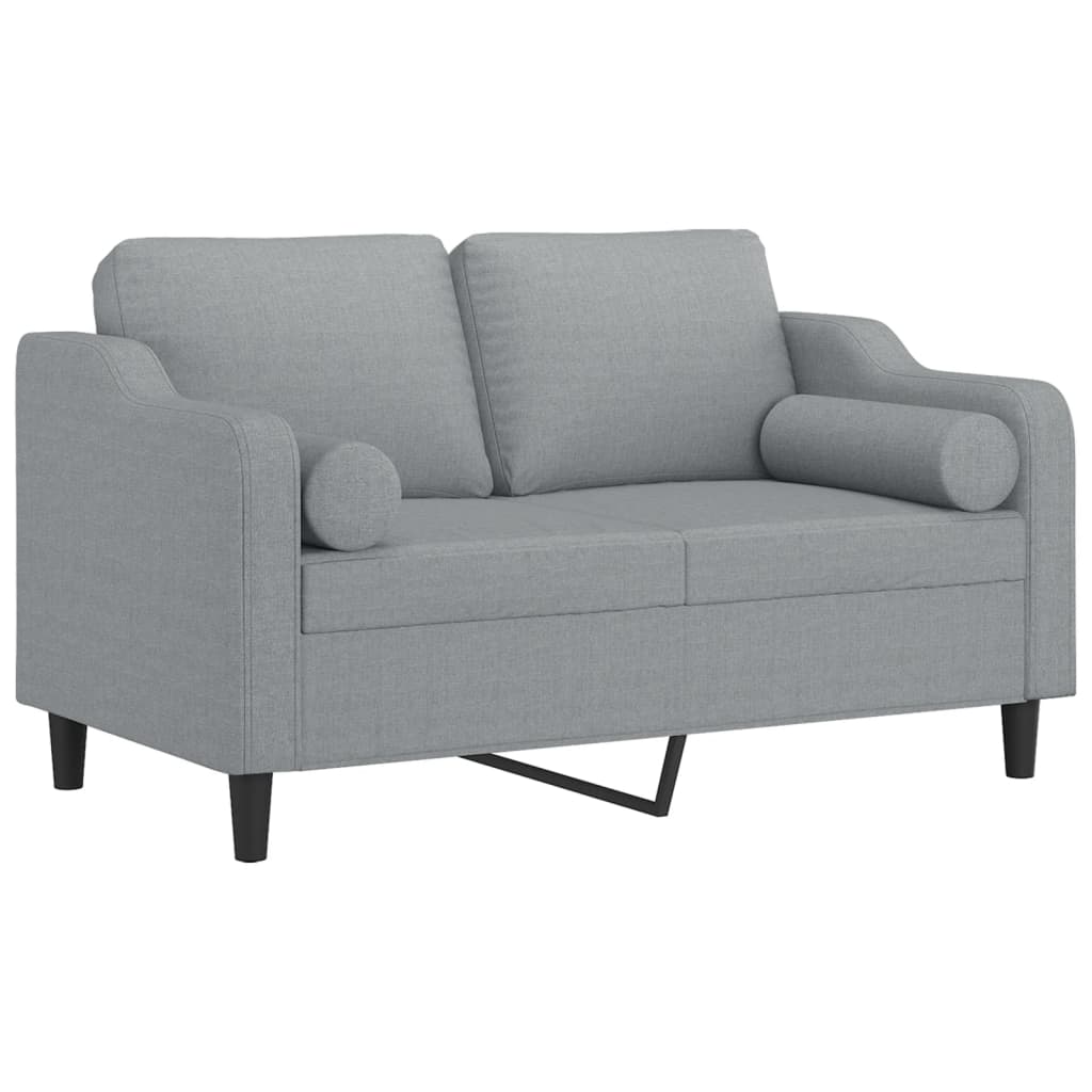 2-seater sofa with decorative cushions light grey 120 cm fabric