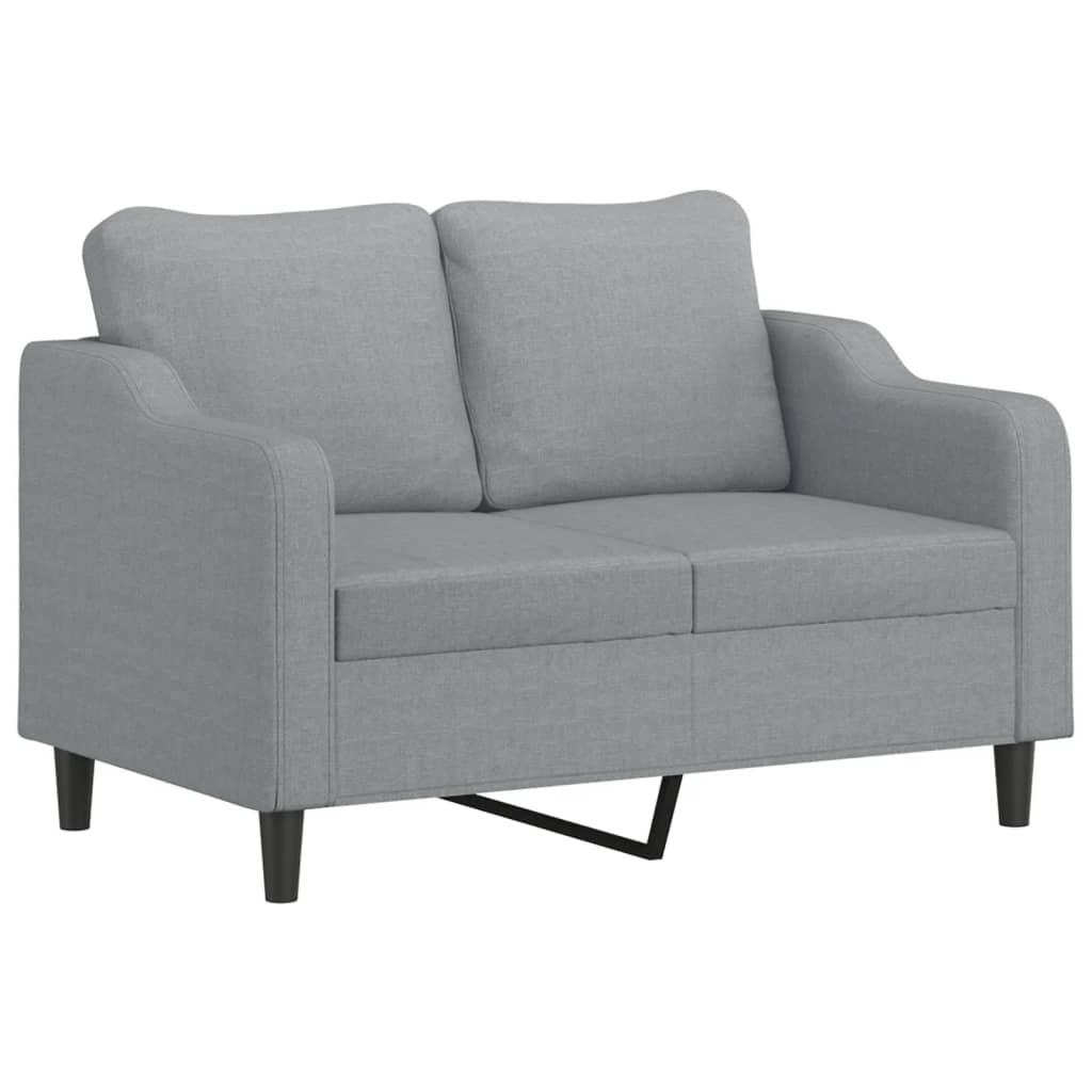 2-seater sofa with decorative cushions light grey 120 cm fabric