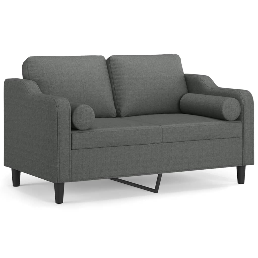 2-seater sofa with decorative cushions dark grey 120 cm fabric