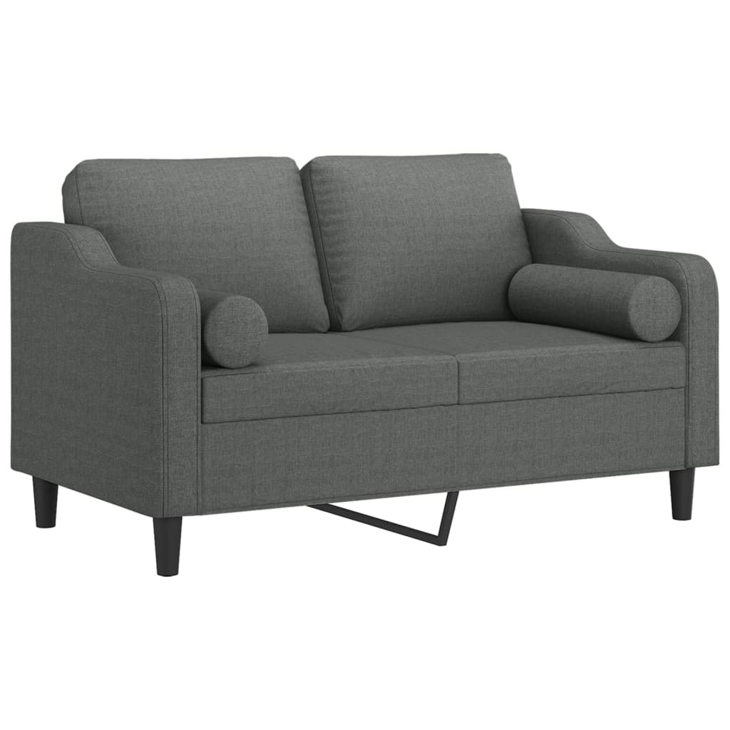 2-seater sofa with decorative cushions dark grey 120 cm fabric