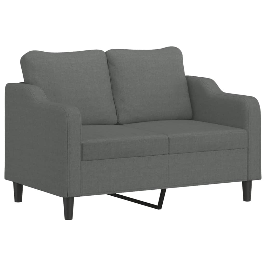 2-seater sofa with decorative cushions dark grey 120 cm fabric