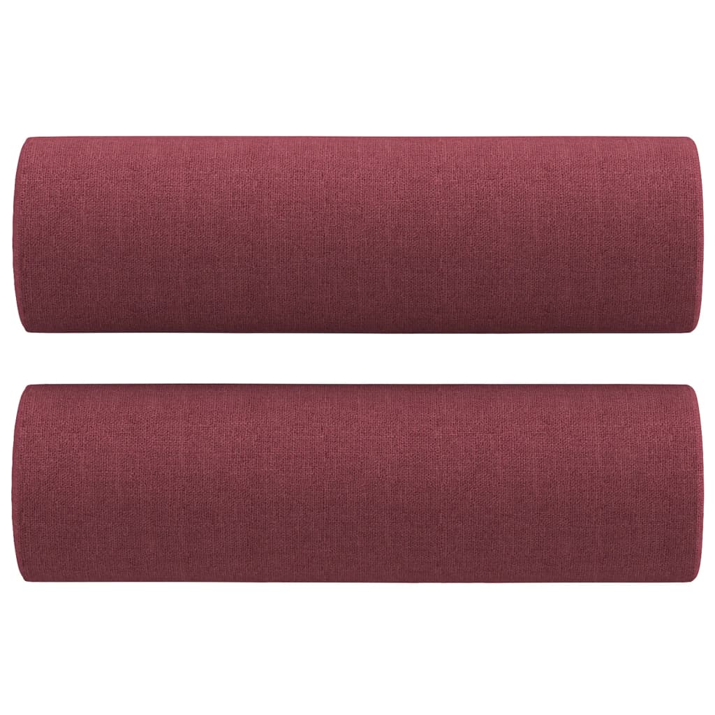 Canapé 2 places avec coussins décoratifs en tissu rouge vin 120 cm