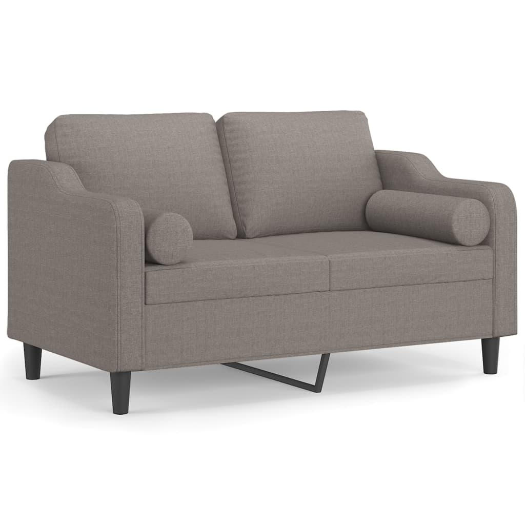 2-seater sofa with decorative cushions taupe 120 cm fabric