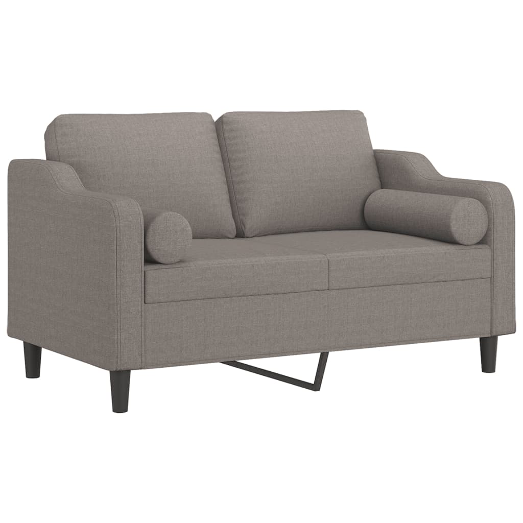 2-seater sofa with decorative cushions taupe 120 cm fabric