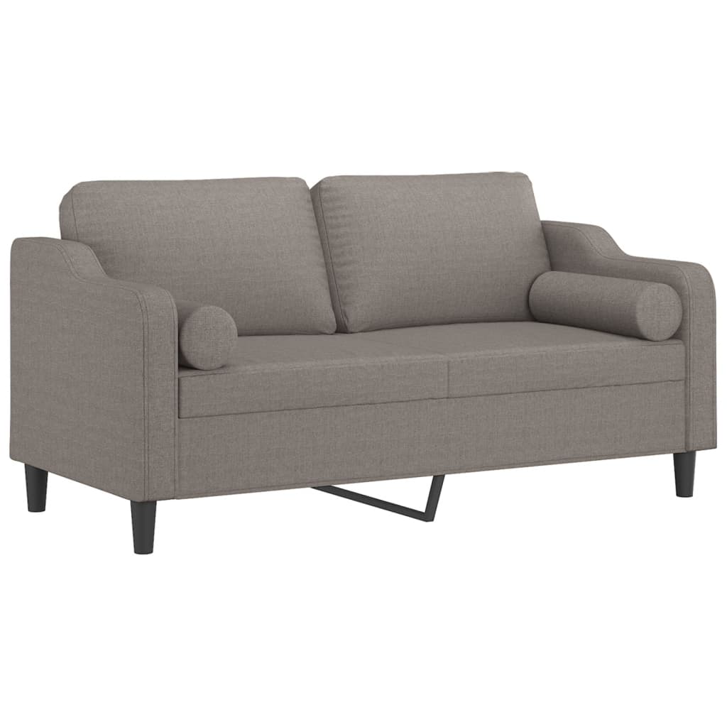 2-seater sofa with decorative cushions taupe 140 cm fabric