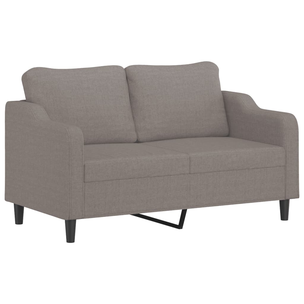 2-seater sofa with decorative cushions taupe 140 cm fabric