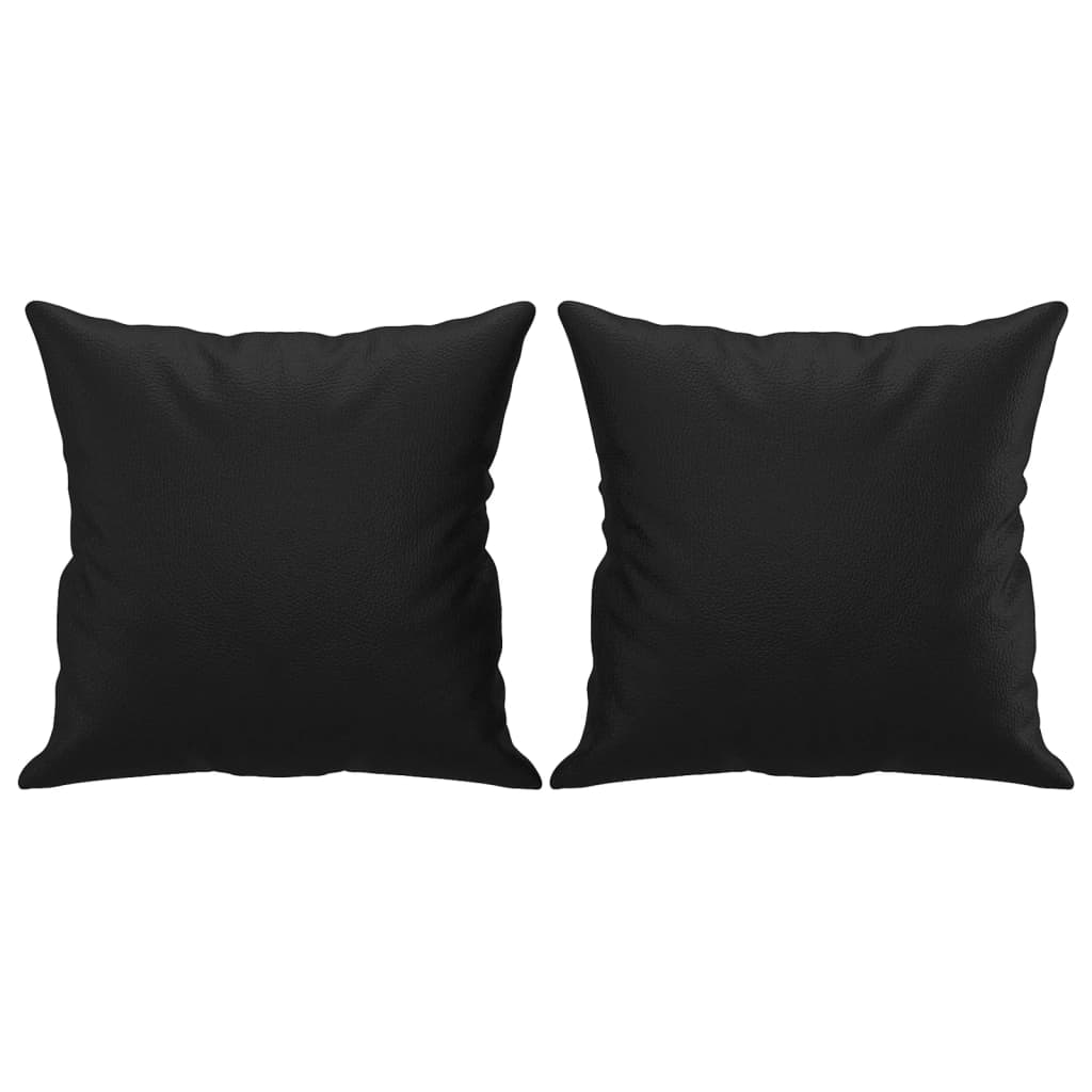 2-seater sofa with decorative cushions, black, 120 cm, faux leather