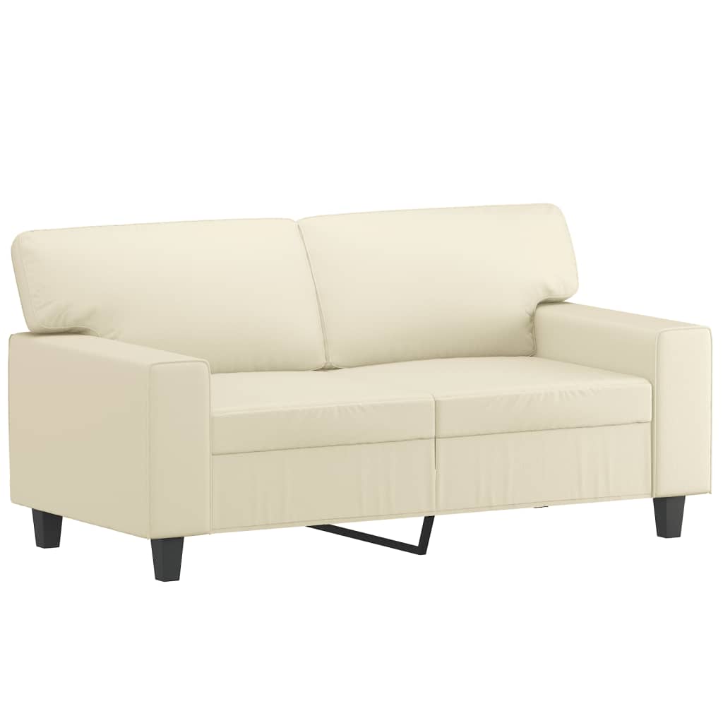 Canapé 2 places avec coussins décoratifs crème 120 cm simili cuir