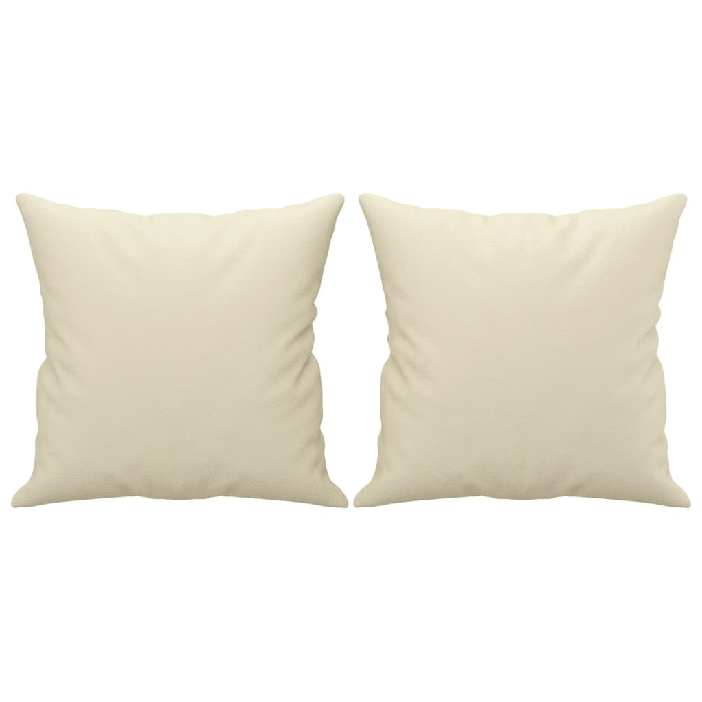 Canapé 2 places avec coussins décoratifs crème 120 cm simili cuir