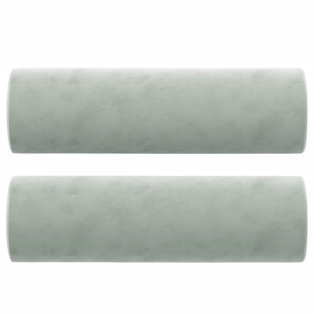 2-seater sofa with decorative cushions light grey 120 cm velvet